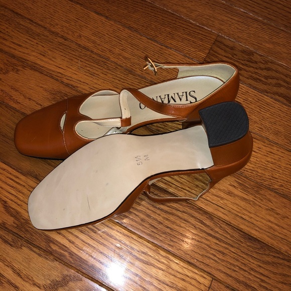 SIAMANTO Brown Chunky Strap Heels - Picture 6 of 7